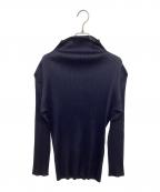 PLEATS PLEASEプリーツプリーズ）の古着「プリーツハイネックカットソ― PP04-JK604」｜ネイビー