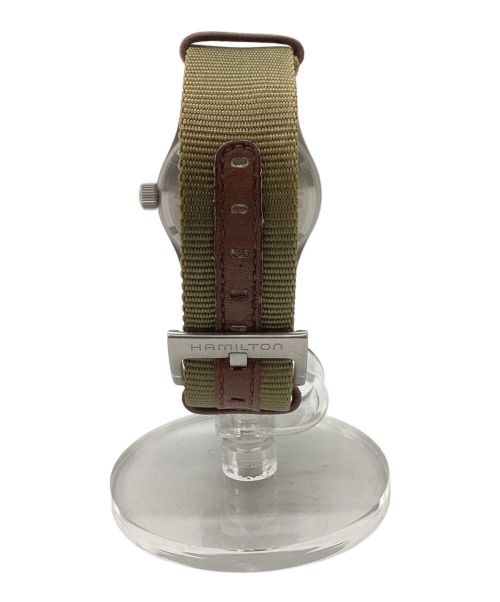 HAMILTON（ハミルトン）HAMILTON (ハミルトン) Khaki Field H694390 カーキフィールド キャンバスベルト ブラックの古着・服飾アイテム