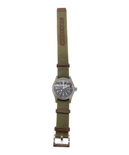 HAMILTON（ハミルトン）HAMILTON (ハミルトン) Khaki Field H694390 カーキフィールド キャンバスベルト ブラックの古着・服飾アイテム