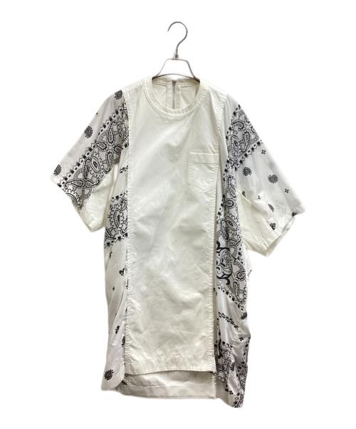 sacai（サカイ）sacai (サカイ) アシンメトリーペイズリーバンダナ 切替 ワンピース 16-02795 ホワイト サイズ:Mの古着・服飾アイテム