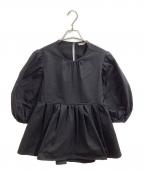 CLANEクラネ）の古着「PUFF SLEEVE GATHER BLOUSE / パフショルダーギャザーブラウス / 16122-4282」｜ブラック