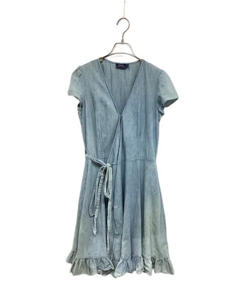 POLO RALPH LAUREN（ポロ・ラルフローレン）POLO RALPH LAUREN (ポロ・ラルフローレン) カシュクールデニムシャツワンピース インディゴ サイズ:4の古着・服飾アイテム