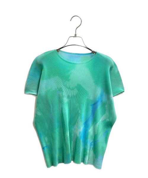 PLEATS PLEASE（プリーツプリーズ）PLEATS PLEASE (プリーツプリーズ) グラデーションプリントカットソー PP31FK312 グリーン サイズ:3の古着・服飾アイテム