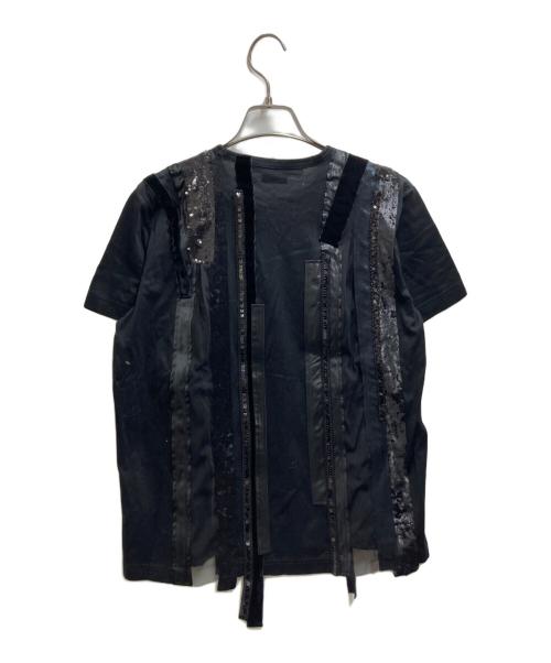 JUNYA WATANABE COMME des GARCONS（ジュンヤワタナベ コムデギャルソン）JUNYA WATANABE COMME des GARCONS ((ジュンヤワタナベ コムデギャルソン) 装飾デザインTシャツ JN-T006 ブラック サイズ:Mの古着・服飾アイテム