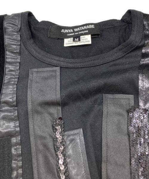 JUNYA WATANABE COMME des GARCONS（ジュンヤワタナベ コムデギャルソン）JUNYA WATANABE COMME des GARCONS ((ジュンヤワタナベ コムデギャルソン) 装飾デザインTシャツ JN-T006 ブラック サイズ:Mの古着・服飾アイテム