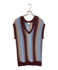 6(ROKU) BEAUTY&YOUTH（ロク ビューティーアンドユース）の古着「STRIPED MESH VEST / レーヨン混ニットベスト / 8618-299-0176 / MADE IN JAPAN」｜マルチカラー