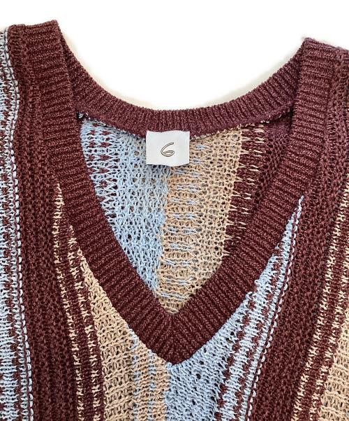 6(ROKU) BEAUTY&YOUTH（ロク ビューティーアンドユース）6(ROKU) BEAUTY&YOUTH (ロク ビューティーアンドユース) STRIPED MESH VEST / レーヨン混ニットベスト / 8618-299-0176 / MADE IN JAPAN マルチカラー サイズ:記載なしの古着・服飾アイテム