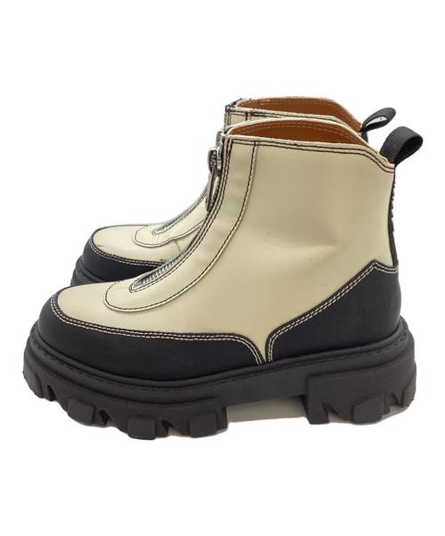 GANNI（ガニー）GANNI (ガニー) フロントジップアンクルブーツ アイボリー サイズ:36の古着・服飾アイテム