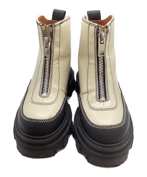 GANNI（ガニー）GANNI (ガニー) フロントジップアンクルブーツ アイボリー サイズ:36の古着・服飾アイテム