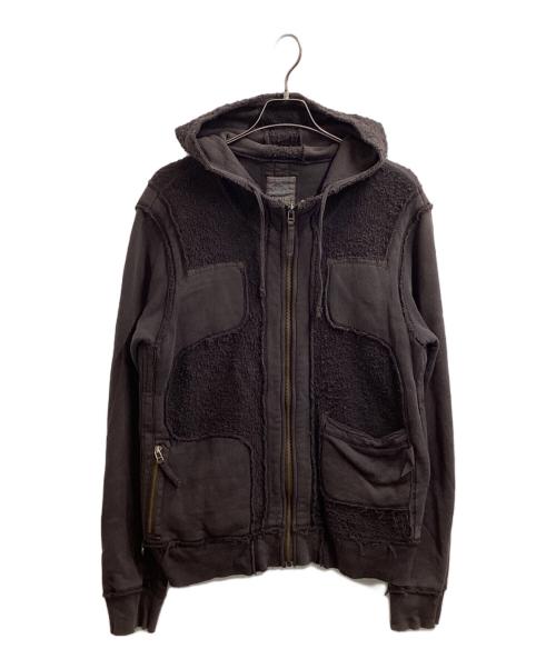 MARITHE+FRANCOIS GIRBAUD（マリテフランソワジルボー）MARITHE+FRANCOIS GIRBAUD (マリテフランソワジルボー) パッチワークジップパーカー ブラウン サイズ:Lの古着・服飾アイテム