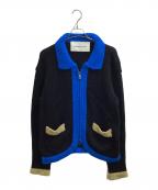 ANDERSSON BELLアンダーソンベル）の古着「COLLAR ZIP KNIT CARDIGAN / カラージップニットカーディガン / atb853m」｜ホワイト