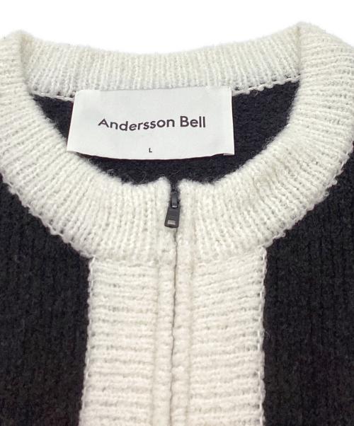 ANDERSSON BELL（アンダーソンベル）Andersson Bell (アンダーソンベル) B&W ZIP KNIT CARDIGAN / atb673m / ジップニットカーディガン ブラック サイズ:Lの古着・服飾アイテム