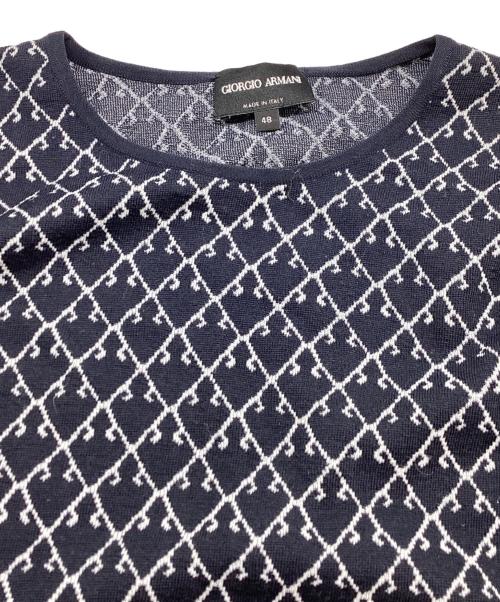 GIORGIO ARMANI（ジョルジオアルマーニ）GIORGIO ARMANI (ジョルジョアルマーニ) 総柄ニット 6XSM17 SM24Z ネイビー サイズ:48の古着・服飾アイテム