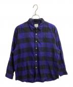 uniform experimentユニフォームエクスペリメント）の古着「BAGGY REGULAR COLLAR FLANNEL BLOCK CHECK SHIRT / UE-222023 / MADE IN JAPAN」｜ブルー