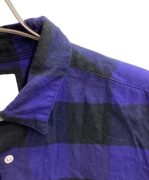 uniform experiment（ユニフォームエクスペリメント）uniform experiment (ユニフォームエクスペリメント) BAGGY REGULAR COLLAR FLANNEL BLOCK CHECK SHIRT / UE-222023 / MADE IN JAPAN ブルー サイズ:1の古着・服飾アイテム