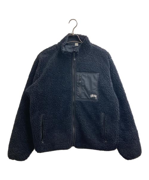 stussy（ステューシー）stussy (ステューシー) SHERPA REVERSIBLE JACKET / シェルパ リバーシブル ジャケット / ボア フリース ジャケット / 118529 / ショーンフォント / ロゴ刺繍 ブラック サイズ:Mの古着・服飾アイテム