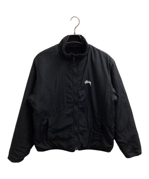 stussy（ステューシー）stussy (ステューシー) SHERPA REVERSIBLE JACKET / シェルパ リバーシブル ジャケット / ボア フリース ジャケット / 118529 / ショーンフォント / ロゴ刺繍 ブラック サイズ:Mの古着・服飾アイテム