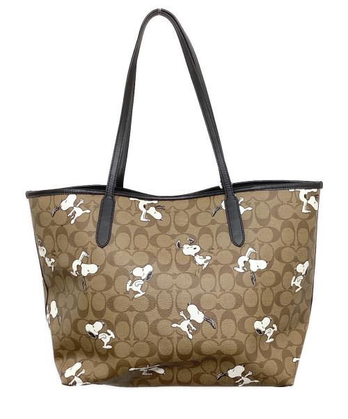 COACH（コーチ）COACH (コーチ) PEANUTS (ピーナッツ) スヌーピー コラボ トートバッグ  D2178-6160  ブラウンの古着・服飾アイテム