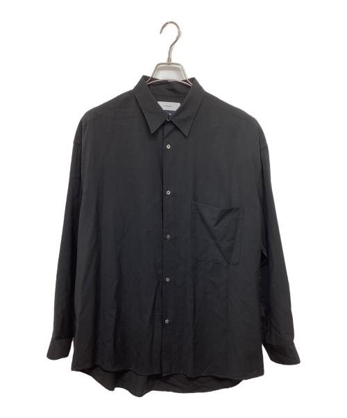 Graphpaper（グラフペーパー）Graphpaper (グラフペーパー) Worsted ViralOff Oversized Reguler Collar Shirt GM224-50094 MARZOTTO ブラック サイズ:Freeの古着・服飾アイテム