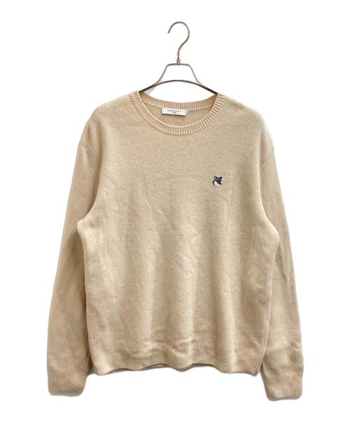 maison kitsune（メゾンキツネ）MAISON KITSUNE (メゾンキツネ) ウールニット / JM00516KT1006 ベージュ サイズ:Lの古着・服飾アイテム