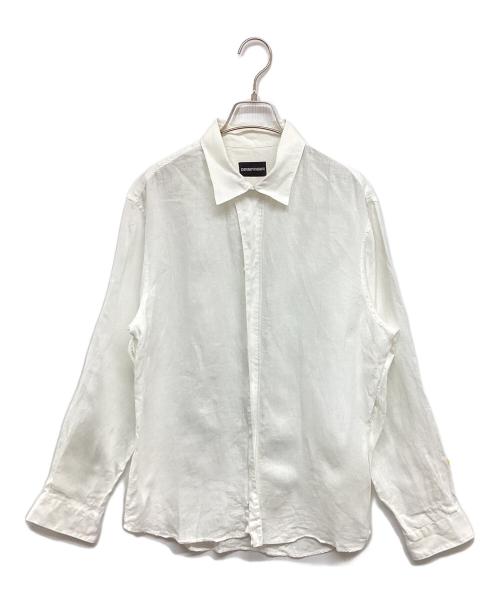 EMPORIO ARMANI（エンポリオアルマーニ）EMPORIO ARMANI (エンポリオアルマーニ) ジップリネンシャツ ホワイト サイズ:42の古着・服飾アイテム