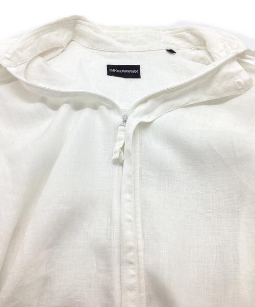EMPORIO ARMANI（エンポリオアルマーニ）EMPORIO ARMANI (エンポリオアルマーニ) ジップリネンシャツ ホワイト サイズ:42の古着・服飾アイテム