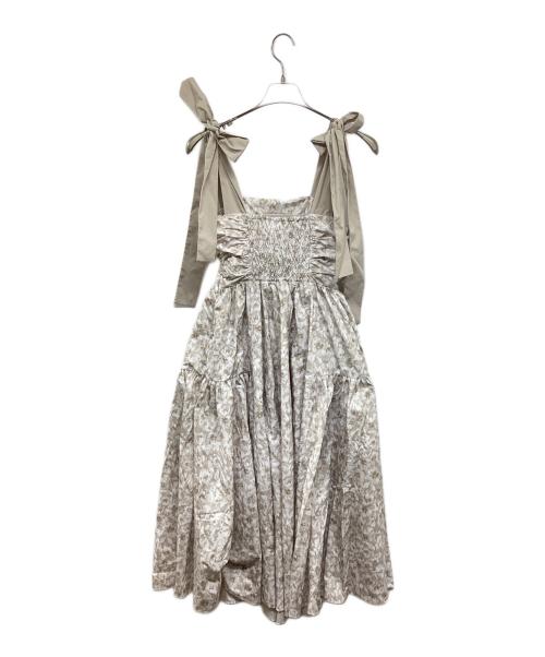 Snidel（スナイデル）Snidel (スナイデル) ショルダーリボンフラワーワンピ SWFO241077 ベージュ サイズ:1の古着・服飾アイテム