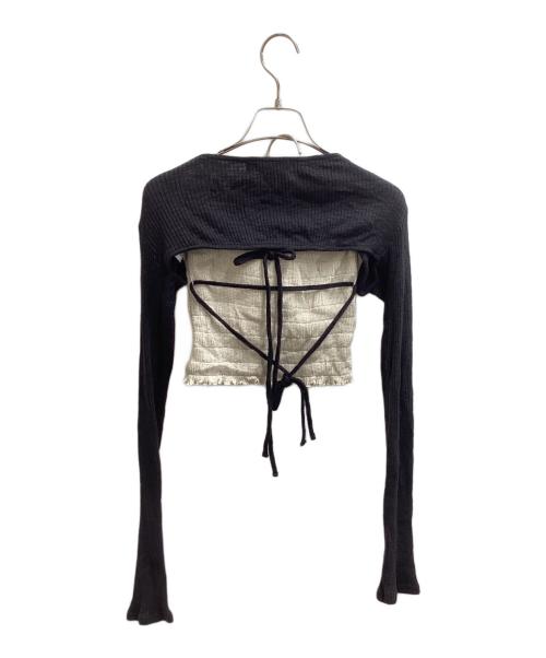 ANDMARY（アンドマリー）ANDMARY (アンドマリー) Mei shirring tops AM1169 ベージュ サイズ:FREEの古着・服飾アイテム