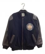 HAI SPORTING GEARハイスポーツギア）の古着「レザー切替スタジャン / 103MT-958 / ISSEY MIYAKE」｜ブラック