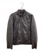 Liugoo Leathersリューグーレザーズ）の古着「レザー ライダースジャケット / leather biker jacket / motorcycle jacket / Made in PAKISTAN / パキスタン製」｜ブラウン