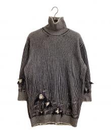 MM6 Maison Margiela（エムエムシックスメゾンマルジェラ）の古着「distressed rib knit jumper dress / ダメージ加工 リブ ニット ジャンパー ドレス / S62DA0031」｜ベージュ×ブラック