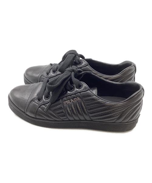 PRADA（プラダ）PRADA (プラダ) ナッパレザースニーカー ブラック サイズ:35の古着・服飾アイテム