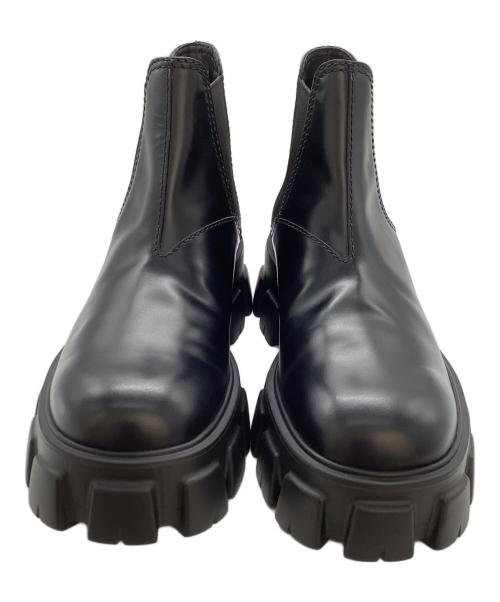 PRADA（プラダ）PRADA (プラダ) サイドゴアブーツ モノリス ブラッシュドレザー チェルシーブーツ 2TE174 ブラック サイズ:8 1/2の古着・服飾アイテム