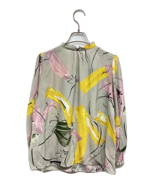 Pinky & Dianne（ピンキーアンドダイアン）Pinky & Dianne (ピンキーアンドダイアン) アートプリントギャザーブラウス 031-3110340 ベージュ サイズ:38の古着・服飾アイテム