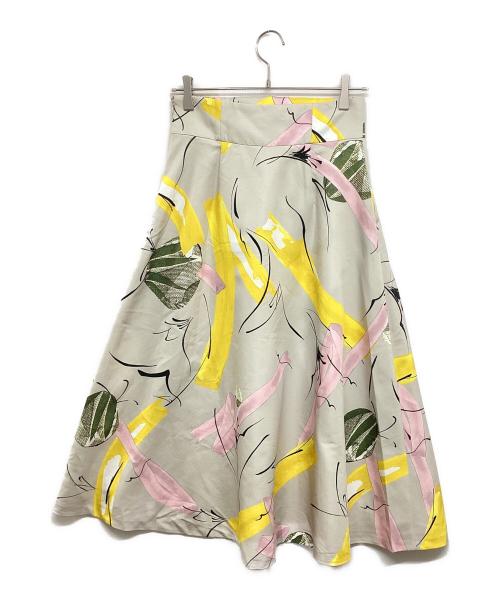 Pinky & Dianne（ピンキーアンドダイアン）Pinky & Dianne (ピンキーアンドダイアン) アートプリントフレアスカート 031-3120340 ベージュ サイズ:38の古着・服飾アイテム