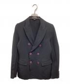 COMME des GARCONS HOMME PLUSコムデギャルソンオムプリュス）の古着「ポリ縮 ダブルテーラードジャケット AD2012 PK-J100」｜ブラック