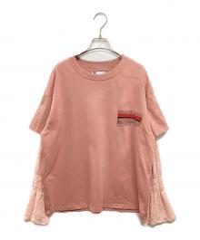 ROSE BUD×OKIRAKU（ローズバッド×オキラク）の古着「シアースリーブドッキングロンT 601-3213032」｜ピンク