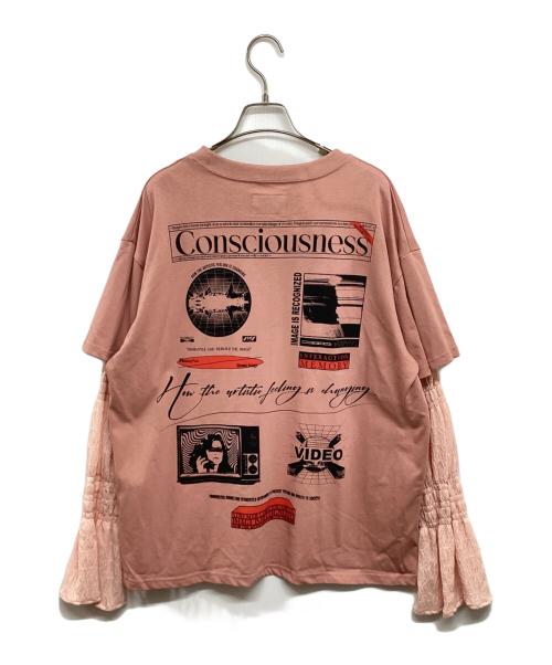 ROSE BUD（ローズバッド）ROSE BUD (ローズバッド) OKIRAKU (オキラク) シアースリーブドッキングロンT 601-3213032 ピンク サイズ:FREEの古着・服飾アイテム