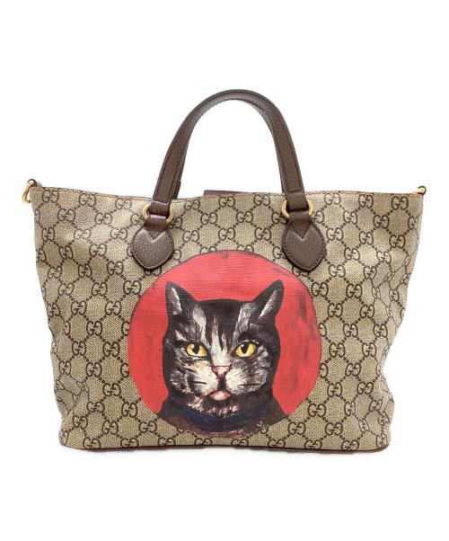 GUCCI（グッチ）GUCCI (グッチ) 2WAYバッグ 473887・560440 ミスティックキャット ブラウンの古着・服飾アイテム