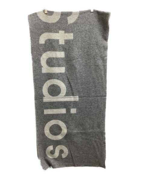 Acne studios（アクネ ストゥディオス）ACNE STUDIOS (アクネ ストゥディオス) 大判ロゴストール / logo stole / イタリア製 / Made In Italy グレーの古着・服飾アイテム