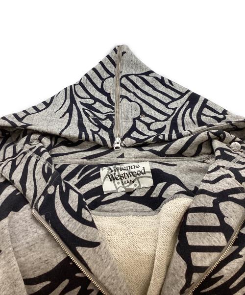 Vivienne Westwood man（ヴィヴィアン ウェストウッド マン）Vivienne Westwood man (ヴィヴィアン ウェストウッド マン) BROCADE FLOWER HOOD ZIP FELPA / ブロケードフラワーフードトレーナー / VW-LP-71218 グレー サイズ:46の古着・服飾アイテム