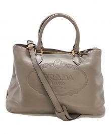 PRADA（プラダ）の古着「BORSA A MANO カーフレザートートバッグ 工場番号204」｜ベージュ