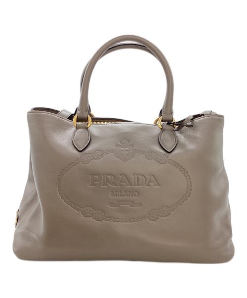 PRADA（プラダ）PRADA (プラダ) BORSA A MANO カーフレザートートバッグ 工場番号204 ベージュの古着・服飾アイテム
