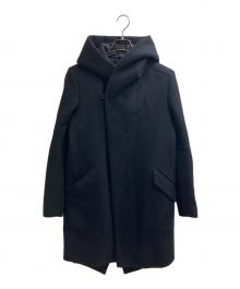 KAZUYUKI KUMAGAI ATTACHMENT（カズユキクマガイ アタッチメント）の古着「カシミヤ混ダブルフェイスメルトン フーデッドコート / cashmere wrap coat / KC42-047 / Made in JAPAN」｜ブラック