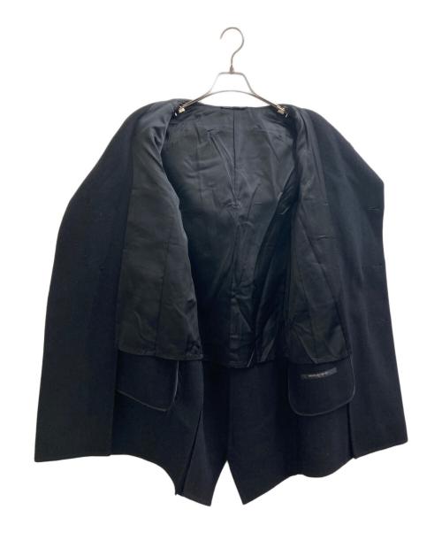 KAZUYUKI KUMAGAI ATTACHMENT（カズユキクマガイ アタッチメント）KAZUYUKI KUMAGAI ATTACHMENT カシミヤ混ダブルフェイスメルトン フーデッドコート / cashmere wrap coat / KC42-047 / Made in JAPAN ブラック サイズ:1の古着・服飾アイテム