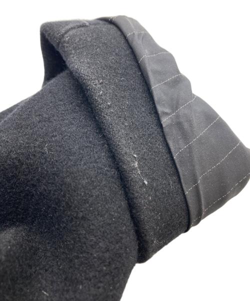 KAZUYUKI KUMAGAI ATTACHMENT（カズユキクマガイ アタッチメント）KAZUYUKI KUMAGAI ATTACHMENT カシミヤ混ダブルフェイスメルトン フーデッドコート / cashmere wrap coat / KC42-047 / Made in JAPAN ブラック サイズ:1の古着・服飾アイテム