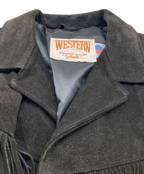 Schott（ショット）Schott (ショット) スエード フリンジ ウエスタンジャケット / Western Genuine Suede Leather Fringe Jacket / Made in U.S.A / アメリカ製 ブラック サイズ:40の古着・服飾アイテム
