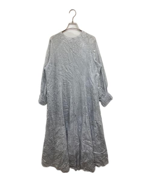 ne quittez pas（ヌキテパ）ne quittez pas (ヌキテパ) Cotton Voile Foil Print Gather Blouse 010431GL3NH スカイブルー サイズ:Mの古着・服飾アイテム