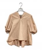 BALLSEYボールジィ）の古着「ハイカウントギャバジン パフスリーブブラウス 11-01-31-01832」｜ベージュ