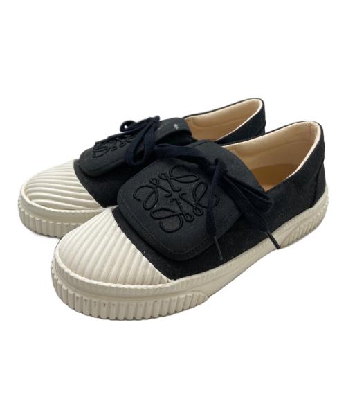 LOEWE（ロエベ）LOEWE (ロエベ) アナグラムフラップスニーカー　822201 ブラック×ホワイト サイズ:36の古着・服飾アイテム